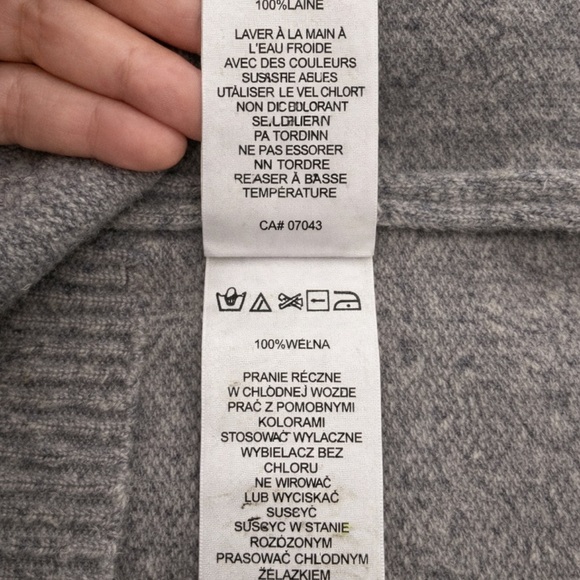 Ellen Tracy Women's Grey 100% Wool Full Zip Oversized Cardigan FoldOver Collar L - Picture 7 of 9